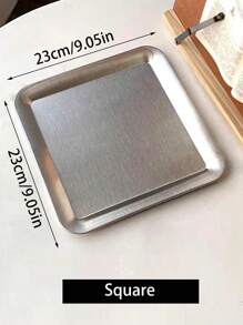 1 pieza de bandeja cuadrada de acero inoxidable 304, bandeja rectangular poco profunda de estilo industrial, apta para café, té, postre, pastel, apropiada para cafetería, reuniones en el patio
