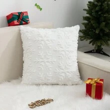 1 Stück Weihnachts Schneeflocken Muster Plüsch gesteppter Kissenbezug, geeignet für Wohnzimmer, Schlafzimmer, Sofa Dekoration, Ganzjährige Nutzung