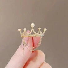 1pc Chain Crown Casual Zinc Alloy Brooch, Suitable For Women Daily Use In Spring, Summer, Autumn And Winter Dress Accessories Pin For Clothes Bag Charm School Office Accessories Shirts Jacket Jewelry Christmas Halloween Clothes Pin Funny Cute Teacher Gifts Costume Accessories Bag Charms - Gold - View 2