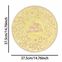 1 件 Teslin 圣诞主题图案餐垫，防滑隔热防水易于清洁，适用于日常餐桌 - 彩色 - 查看 2