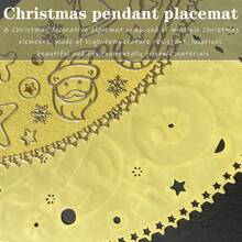 1 件 Teslin 圣诞主题图案餐垫，防滑隔热防水易于清洁，适用于日常餐桌 - 彩色 - 查看 3