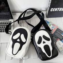 1pc Halloween Pumpkin Crossbody Bag, Pu Leather Novelty Ghost Purse Cute Spooky Season Gothic Shoulder Bag For Women Men Adult Teen, Ideal Christmas Valentine'S Day Gifts, Halloween Party Essentials Halloween Decorations, Foldable Storage Bags,Boho Vibes