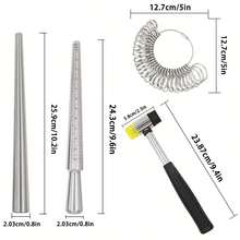 4 szt./zestaw miarka do pierścieni 25 mm gumowy młotek do regulacji pierścieni zestaw narzędzi naprawczych do wyrobu biżuterii pomiar rozmiaru palca