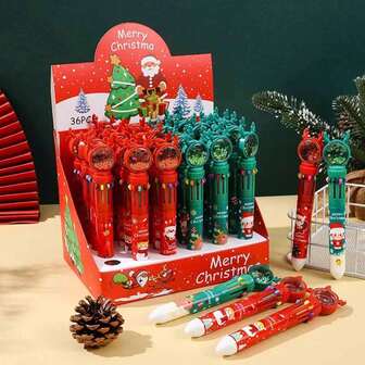 1 pieza Paleta de maquillaje navideña de alta calidad con bolígrafo retráctil de 10 colores de color aleatorio