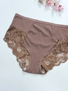 6pcs Plus Size Women Lace Patchwork Breathable Comfort Triangle Panties - 彩色 - 查看 2