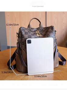 1 件时尚字母印花休闲女士背包 - PU 皮包，适合户外旅行、学校和日常使用，时尚、宽敞、耐用 - 彩色 - 查看 11