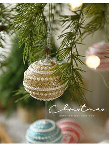 Dây ngọc trai chất lượng cao Quả cầu Giáng sinh Mặt dây chuyền trang trí cây thông Noel Quả cầu sơn Trang trí không khí Giáng sinh Vật dụng Quà tặng - Nhiều phong cách - Xem 5