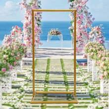 Shinoske Oro metallo quadrato arco di nozze 2Mx2M, fiori cornice sfondo stand, Arco Palloncini