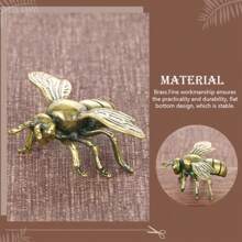 Pair Of Vintage Brass Bee Figurines - Rustic Charm Bee Ornament Set, Miniature Bee Sculptures Ideal For Seasonal Decor & Gifts