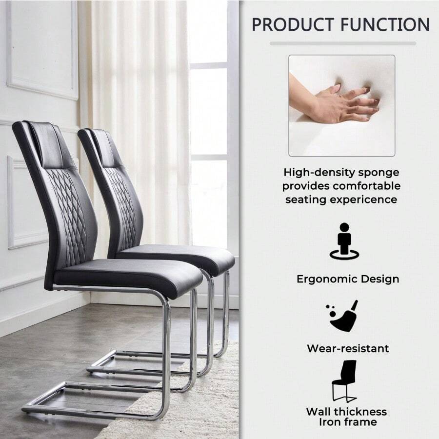 Table And Chair Set. (1 Table+4 Black Chairs) Round Dining Table With A