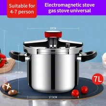 4L/5L/6L/7L/8L/1L Mechanical Pressure Cooker, Stainless Steel, Suitable For Gas & Electric Stove, Home Use Seafood Boil - Black - View 10