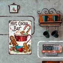 8"X12" Vintage Hot Chocolate Bar Metal Tin Sign, Iron Wall Art Decor For Farmhouse, Bathroom, Garage, Cafe - Multi-Purpose English Text, Stickers, Wall Decal, Vinly Decal For Home Decorations, Spring Decoration Items Refresh Your Home, Rama Decoration Stickers