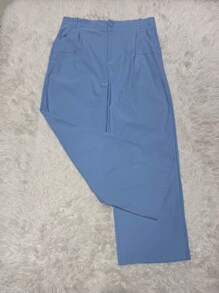 PLUS SIZE Elastane Trousers With Zippered Pockets/H3819 - 淺色水洗藍 - 查看 2