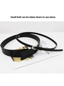 Simple Style Metal Buckle Belt For Coats And Dresses Two Usages Halloween Summer, School Fall, Autumn, Halloween - Coffee - View 9