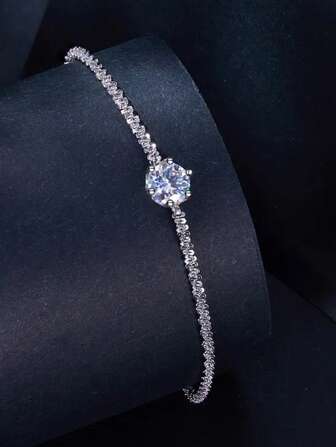 1 pezzo Bracciale elegante da donna in argento sterling S925, accessorio scintillante a forma di stelle, regalo per feste/compleanni