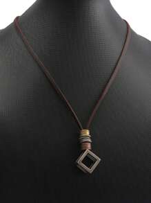 1 buc colier cu pandantiv metalic vintage cu mărgele, lanț lung cu frânghie de ceară neagră, colier metalic minimalist gotic la modă, stil hiphop, colier pentru cupluri