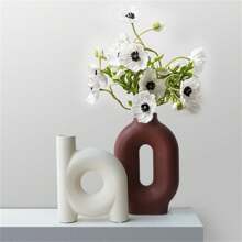 1 件陶瓷圆形图案米拉日巴风格花瓶，适合家居装饰 - 彩色 - 查看 3