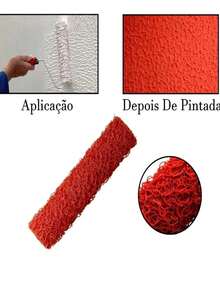 ROLO PARA TEXTURA RUSTICA CABELO ANJO 23CM SOROLA COM CABO SUPORTE COM GAIOLA - Vermelho - Visão 4