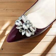 1pc Versatile Crystal Shoe Clip, Detachable Metal Rhinestone Shoe Decoration Accessory, Suitable For Wedding Shoes & High Heels - Silver - View 7