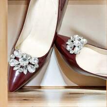 1pc Versatile Crystal Shoe Clip, Detachable Metal Rhinestone Shoe Decoration Accessory, Suitable For Wedding Shoes & High Heels - Silver - View 3