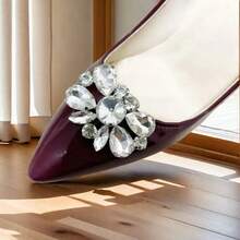 1pc Versatile Crystal Shoe Clip, Detachable Metal Rhinestone Shoe Decoration Accessory, Suitable For Wedding Shoes & High Heels - Silver - View 8