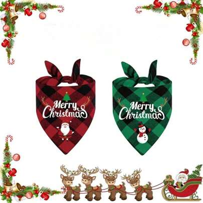 1pc Christmas Triangle Scarf, Pet Party, Family Member, Pet Scarf, New Year Celebration, Christmas Tree Decor, Napkin,Christmas