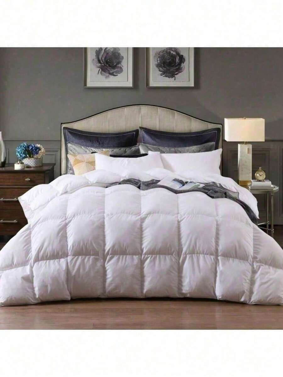 All Season Luxurious Siberian White Goose Down Comforter 100Cotton All