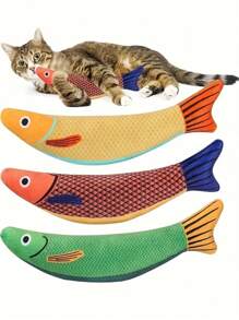 1pc Simulated Fish Design Plush Toys For Cats, Cat Toys, Crinkle Sound Toys Soft And Durable, Interactive Cat Kicker Toy For Indoor Exercise,Cat Stuff