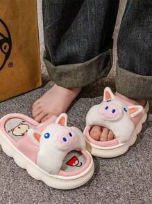 Pantuflas  de casa para mujer, estilo lindo animal, sencillas y versátiles. - Rojo y blanco - Ver 6