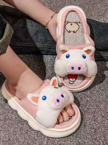 Pantuflas  de casa para mujer, estilo lindo animal, sencillas y versátiles. - Rojo y blanco - Ver 7