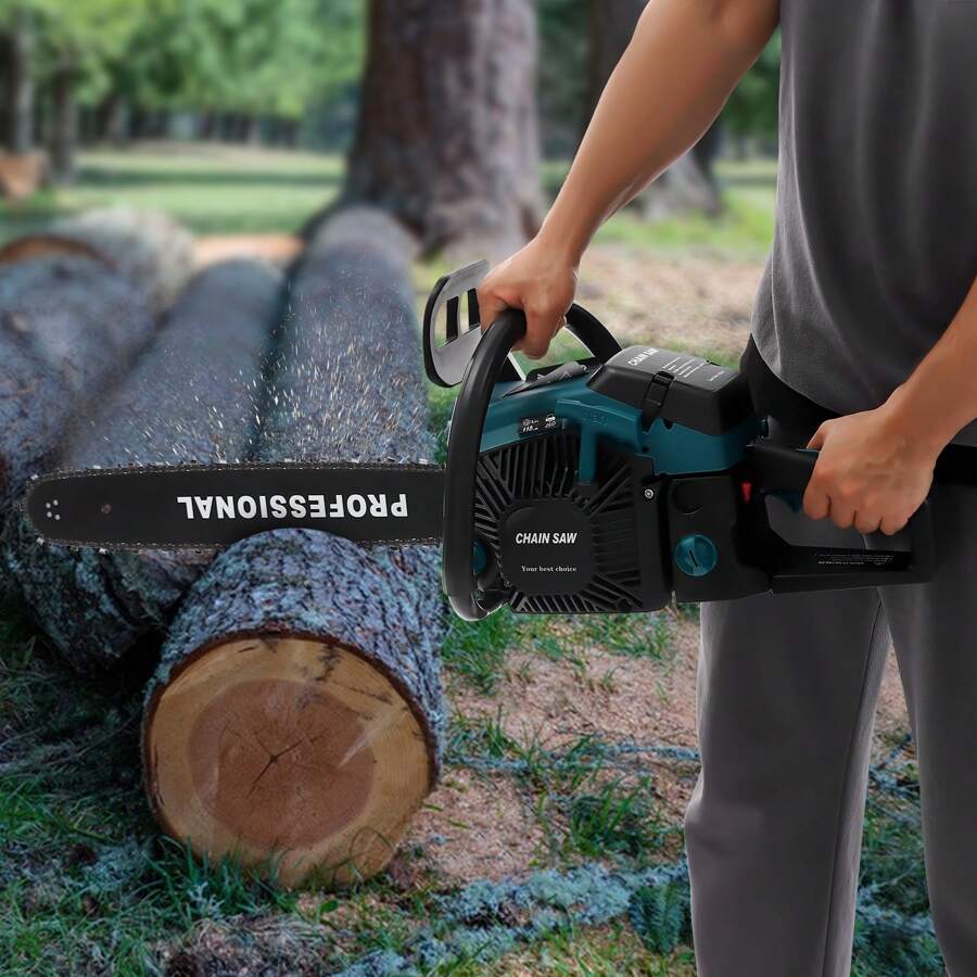 20 Inch Gas Chainsaw, 58CC 3.1HP Gas-Powered Chainsaw Gasoline Chainsaw Cutting Wood Gas Sawing Chain Saw Set With Tool Bag Large Fuel Tank For Wood Cutting, DIY Crafts, Farms - 黑色 - 查看 1