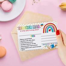 100 份彩虹快乐电子邮件、教师家长课堂良好行为激励卡、鼓励便条、家庭明信片 - 彩色 - 查看 8