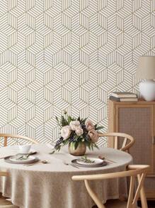 1 Roll Retro Silver Gold Geometric Cube Striped Wallpaper, 2D Geometric Pattern Self-Adhesive Peel And Stick Contact Paper, Waterproof Stain Resistant Easy Clean Wall Sticker For Kitchen Cabinets, Tables, Chairs, Room Decor DIY Home Renovation - Multicolor - View 16