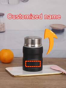 1 cái Cốc đựng thức ăn trưa giữ nhiệt mini di động 16oz có tên tùy chỉnh, đi kèm thìa thép không gỉ, bình chân không bằng thép không gỉ SUS304 - nhiều màu - Xem 9