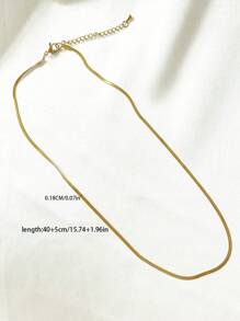 Elegant Solid Color Minimalist Chain Necklace - Yellow Gold - View 3