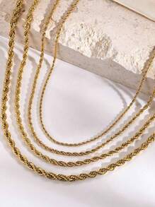 18K 镀金不锈钢人字形链项链，厚度有 2 毫米、3 毫米、4 毫米、5 毫米可供选择，防水防锈项链 - 麻花 - 查看 11