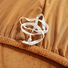 L Shape Sectional Sofa Cover 2-Piece Couch Cover Soft Velvet Elastic Stretch Sofa Slipcover For 3 Seater + 4 Seater Sofa Furniture Protector Couch Stretch L Shape Sofa Slipcover With 4Pcs Pillowcases - 橘色 - 查看 9