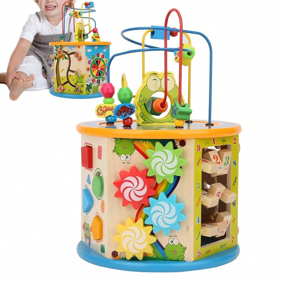 8 In 1 Multipurpose Children Bead Maze Clock Chess Activity Cube Educational Toy Multifunctional Maze Gifts - Multicolor - View 1