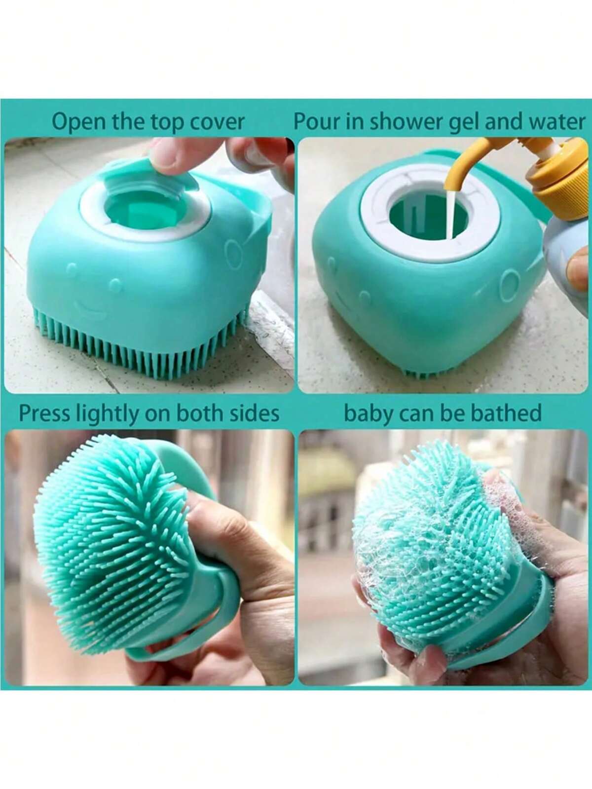 1 pièce Brosse de bain pour animaux de compagnie avec porte-savon intégré, convient pour les chats et les chiens 6