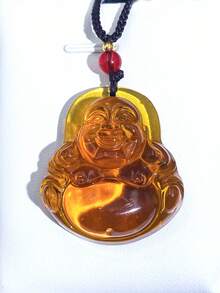 1 件水晶玉佛吊坠项链，笑佛设计，护身符保护，时尚珠宝，生日礼物 - 彌勒佛 - 查看 3