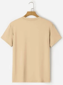 Men's California Beach Minimalist T-Shirt Casual Shirt New Release 100% Cotton - Màu be - Xem 2