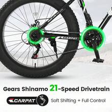 26 Inch Fat Tire Bike Adult/Youth Full  21 Speed Mountain Bike, Dual Disc Brake, High-Carbon Steel Frame, Front Suspension, Mountain Trail Bike, Urban Commuter City Bicycle - Black + Steel + American Design - View 7