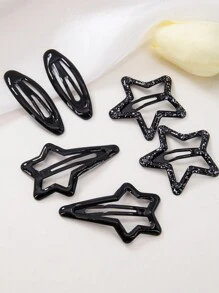 15个/套 女孩/青少年黑色星星、爱心、水滴可爱闪亮按扣发夹，刘海/侧发夹，日常使用 - 彩色 - 查看 4