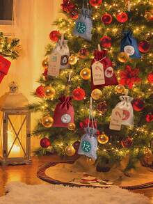 24 calendarios de adviento para rellenar bolsas de tela, calendarios de adviento para rellenar con pegatinas de calendario de adviento del 1 al 24 y 10 m de cuerdas de yute, calendario de Navidad para decorar por  mismo - Multicolor - Ver 3