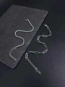 2pcs/Set Stainless Steel 18K Gold Plating Minimalist Chain Bracelet Set For Men, Fashion Simple Design, Suitable For Daily Wear, Party, Graduation, Valentine's Day, Father's Day Gift,Mom,Mother,Mother's Day,Gift