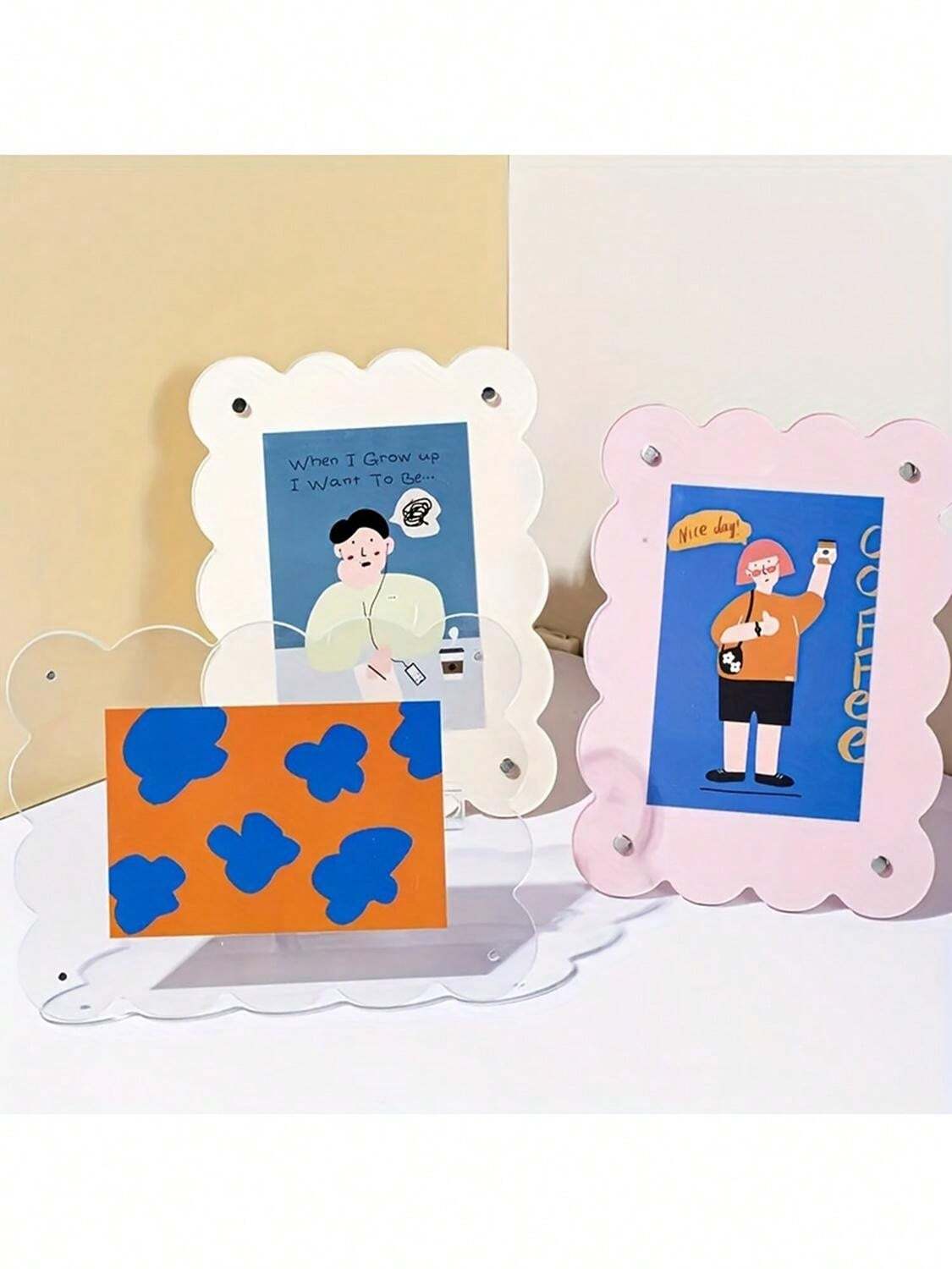Acrylic Scalloped Picture Frame, Acrylic Closure With Dual
