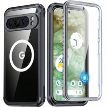For Pixel 9 Pro XL Case, Pixel 9 Pro XL Case With [Built-In Screen Protector] Support MagSafe, Military Grade Shockproof Clear Back Magnetic Case For Pixel 9 Pro XL - Black For Halloween, Christmas, Birthday, New Year Gifts, Gifts For Friends - Black - View 1