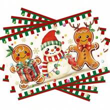 4/6 piezas Manteles individuales con temática navideña de Whoville, árbol de Navidad, manteles individuales de plástico en caja de regalo, manteles individuales para mesa con tema navideño para decoración de fiesta de Navidad en interiores y exteriores - Multicolor - Ver 10