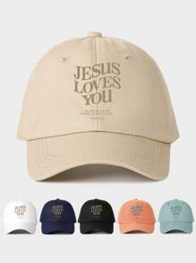 1 件女士/男士耶稣爱你印花棒球帽，可调节户外防晒帽，适合春秋季旅行海滩度假，Y2K 风格 - 棒球帽 - 查看 1