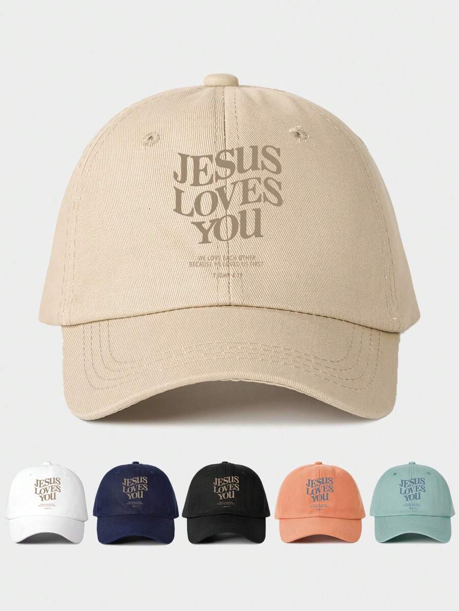 1 件女士/男士耶稣爱你印花棒球帽，可调节户外防晒帽，适合春秋季旅行海滩度假，Y2K 风格 - 棒球帽 - 查看 1